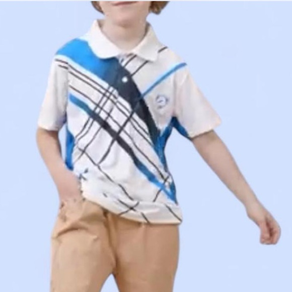 Sport- Dri Stylish Blue and White Kids Polo Shirt Size 8